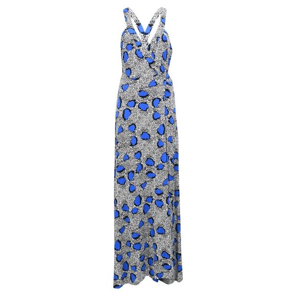 Diane von Furstenberg Sanson Floral Print Wrap Maxi Dress in Multicolor Viscose